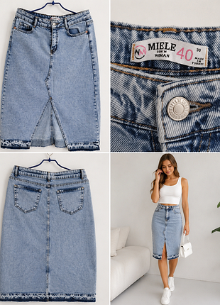 Джинсова спідниця міді miele denim, р. 40