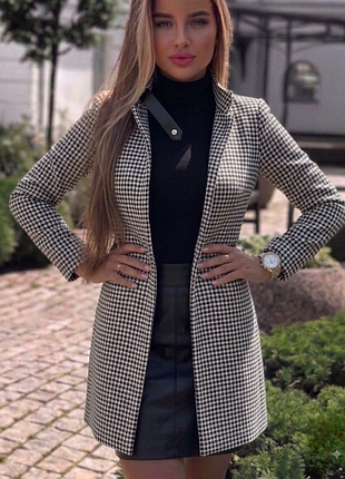 Піджак 🤍жіночий піджак 🤍ефектний принт гусяча лапка 🖤 тренч closetti 🧥 демісезонне пальто s 📐 приталений турецький тренч