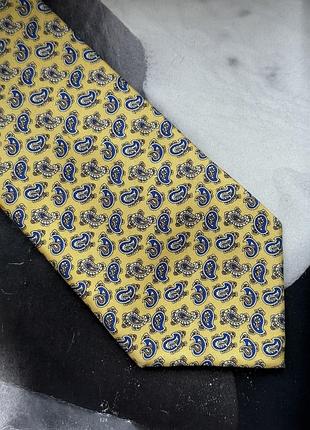 Жовта краватка вінтаж пейслі принт bid designs pure silk