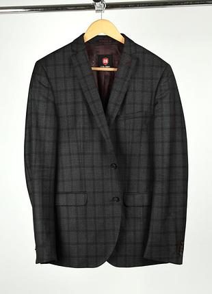 Club of gents чоловічий піджак сірий у клітинку чорний з м'якої вовни розмір 50 м relaxed fit regular