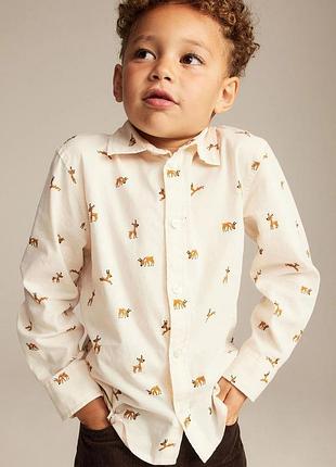 Натуральная детская рубашка мальчишки h&amp;m 5-6роков