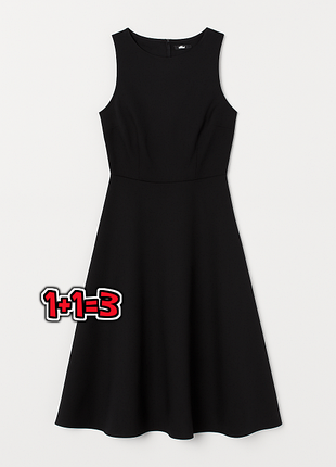 🌿1+1=3 фирменное строгое приталенное черное платье миди h&amp;m, размер 42 - 44