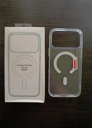 Прозрачный чехол на iphone 17 pro max, с magsafe