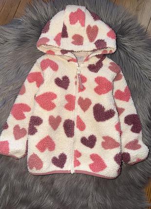 Супер крута стильна кофта шерпа в сердечко на дівчинку 3/4р primark