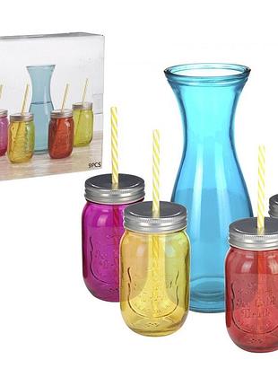Яскравий літній набір для напоїв excellent houseware (графин + 4 склянки), 9 предметів