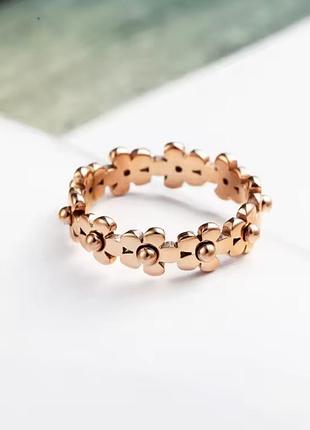 Кольцо красивое стильное rose gold "цветок" 17,5-18