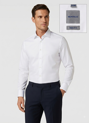 Чоловіча біла класична сорочка montego (slim fit)