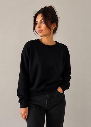 Базовый чёрный свитшот с начесом pull&bear s