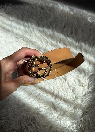 Ремінь жіночий gucci з пряжкою gg, коричневий