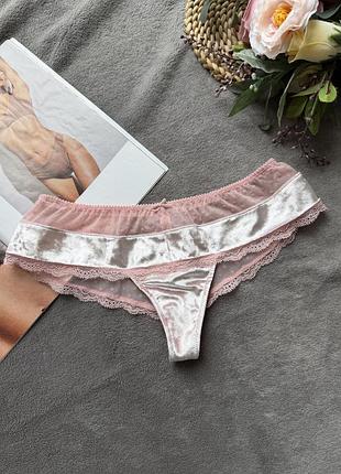 Бразиліана чіки велюрові з мереживом в горошок victoria's secret