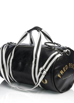 Сумка боченок fred  perry,  спортивная дорожная экокожа
