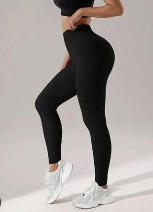 Стильні красиві чорні лосіни в рубчик від h&m