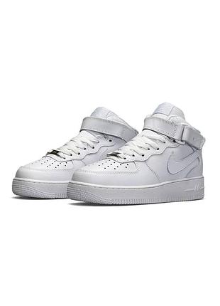 Женские кроссовки зима nike air force 1 high all white fur