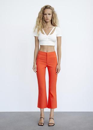 Укороченные брюки/брюки клеш zara m eur 38 р. u9 10 р. морковные/mini flare trousers