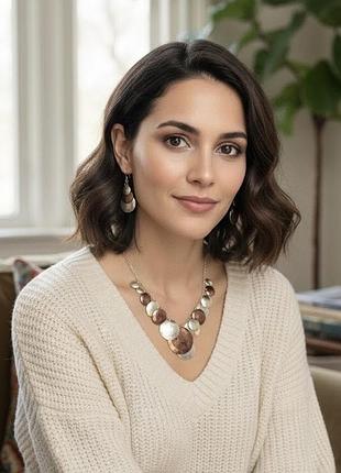 Колье и серьги монетки avon