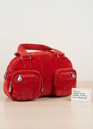 Яскрава та містка сумка kipling червона велюрова 37*30*16  fjallraven