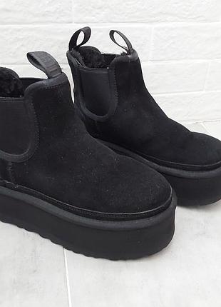 Оригинальные зимние ботильоны / угги ugg neumel platform (черные)