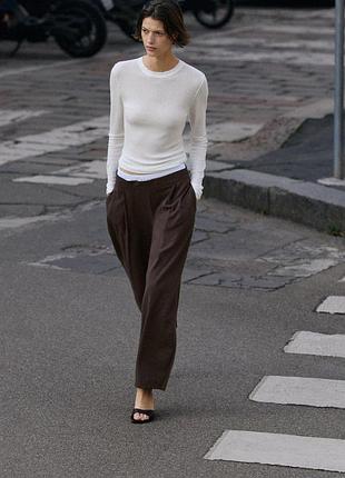 Брюки barrel с двойным поясом zara - xs, s, m, l