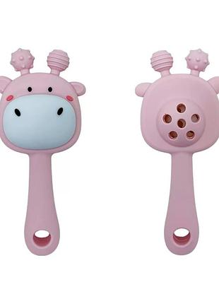 Силіконовий прорізувач-брязкальце "жираф" mgz-0428(pink)