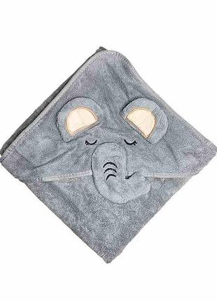 Детское полотенце с капюшоном mgz-0640(gray) размер 80х80 см
