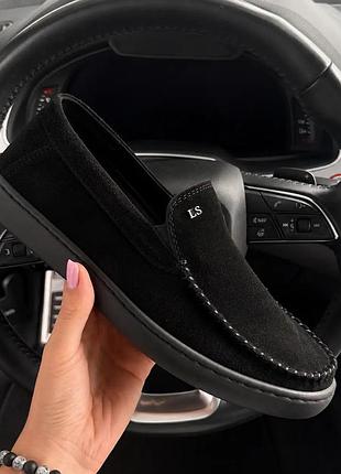 Мужские кожаные мокасины levis legges black