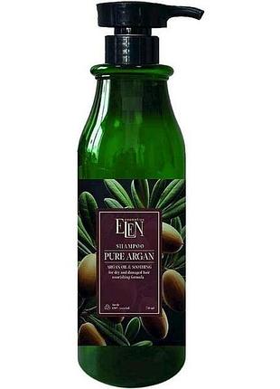 Шампунь 750мл для сухого та пошкодженого волосся pure argan тм elen сosmetics