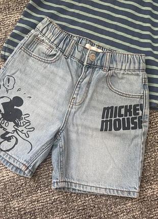 Джинсові шорти zara disney mickey mouse міккі маус