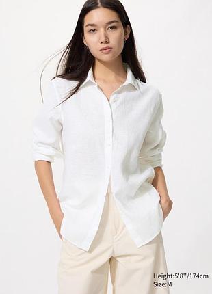 Класична біла сорочка зі 100% преміального льону uniqlo