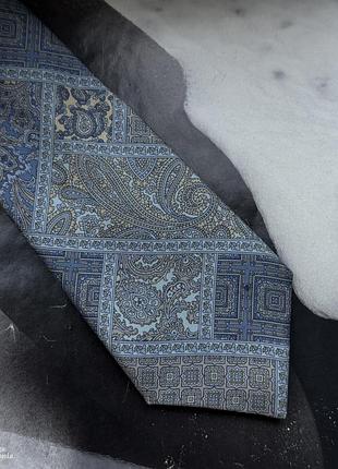 Краватка шовк вінтаж pierre cardin блакитна вузька абстракція пейслі