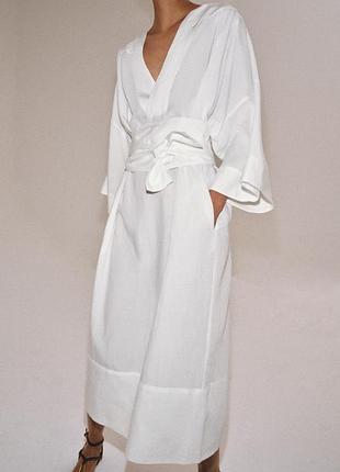 Білий кежуал, коктейльна сукня -туніка zw collection з ременем zara