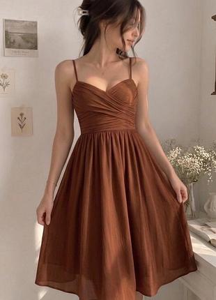 Корсетна сукня zara в шоколадному кольорі xs