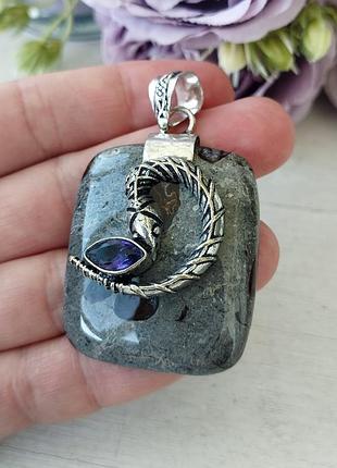 Змея 🐍 аметист 💜 драгоценный кулон тибетское серебро