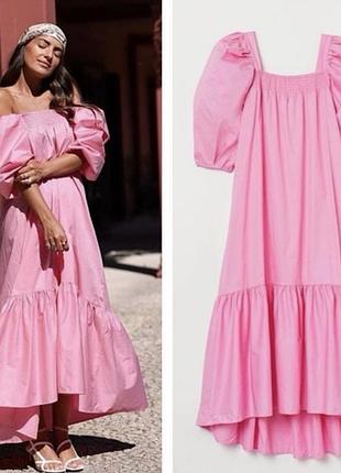 Рожева сукня з пишними рукавами h&m (розмір l)