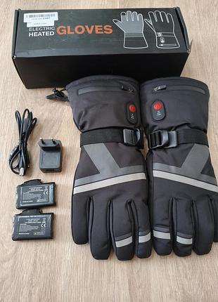 Зимние перчатки с подогревом electric heated gloves на аккумуляторах 7.4v 2200 мач (терморукавицы для мото, лыж, и военных)