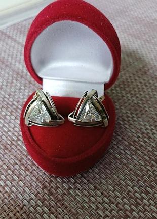 Серьги серебряные, проба 925, с цирконием