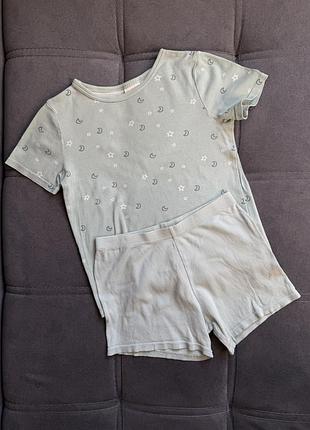 Літній комплект h&m для дівчинки: футболка + шорти, 134/140