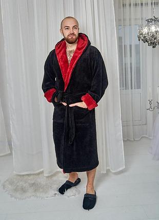 Мужской махровый халат плотный теплый с капюшоном р.l,xl,2xl,3xl на подарок xxxl
