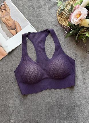 Sloggi zero feel lace bra top lightly padded racerback crop безшовний бюстгальтер топ в сітку з пуш ап чашками