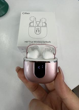 Бездротові навушники cillso h97 bluetooth 5.4, hi-fi, рожеві, 6–8 год роботи, легке б/у