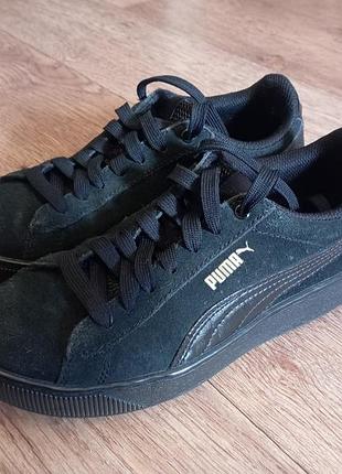 Женские кроссовки puma suede platform замшевые кеды черные 37 / 23 см