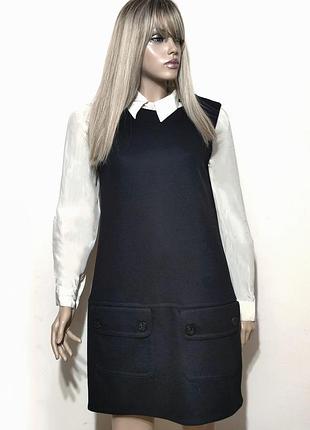 Massimo dutti вовняне плаття сарафан із накладними кишенями/0000h/