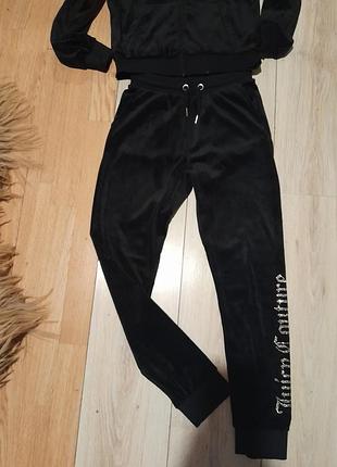 Велюровий костюм juicy couture на підлітка підлітковий дитячий чорний велюр y2k спортивний зі стразами стрази комплект худі штани