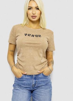 Женская хлопковая широкая печатная футболка — круглый вырез, короткие рукава