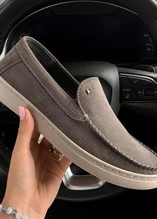 Чоловічі шкіряні мокасини levis legges grey сірі