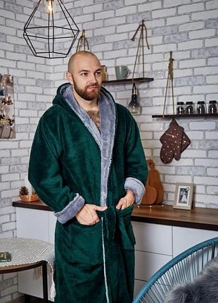 Мужской махровый халат качественный с капюшоном р.l,xl,2xl,3xl xxl