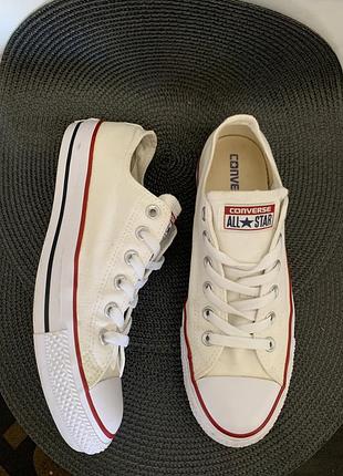 Класичні низькі текстильні кеди converse chuck taylor all star ox у білому кольорі