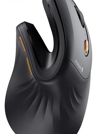 Мышь protoarc em11 nl, вертикальная эргономичная, беспроводная bluetooth + 2.4g, 2400 dpi - черная
