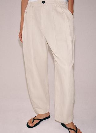 Брюки с защелками на основе льна zara