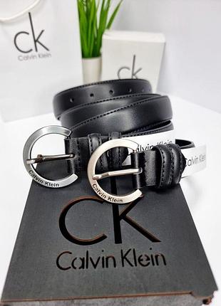 Шкіряний жіночий ремінь 120 см в коробочці від calvin klein брендовий пасок для жінки з шкіри кельвін кляйн чорний