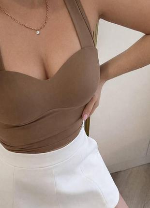 Женский стильный романтичный удлиненный топ с чашками мокко, xl/2xl/3xl